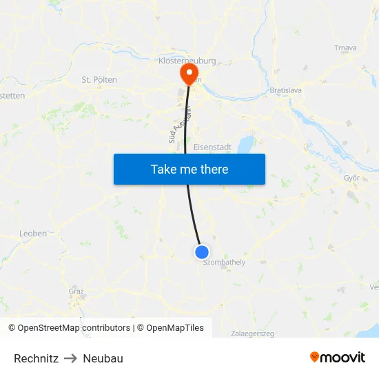 Rechnitz to Neubau map