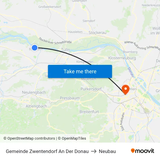 Gemeinde Zwentendorf An Der Donau to Neubau map