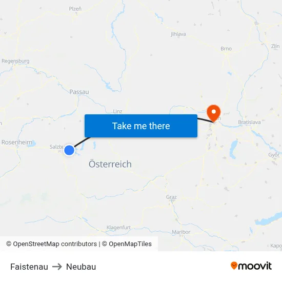 Faistenau to Neubau map