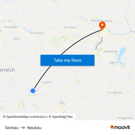 Seckau to Neubau map