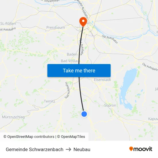 Gemeinde Schwarzenbach to Neubau map