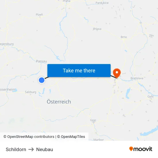 Schildorn to Neubau map