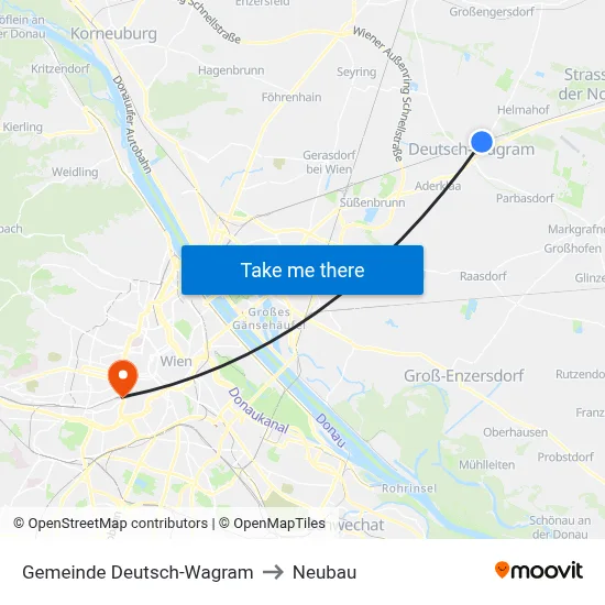 Gemeinde Deutsch-Wagram to Neubau map