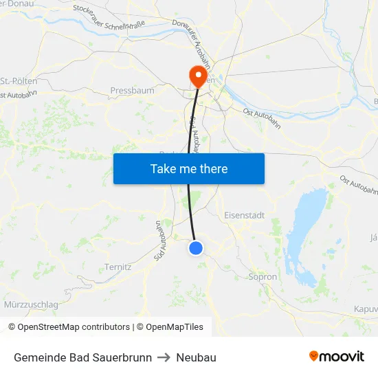 Gemeinde Bad Sauerbrunn to Neubau map