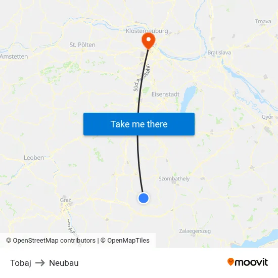 Tobaj to Neubau map