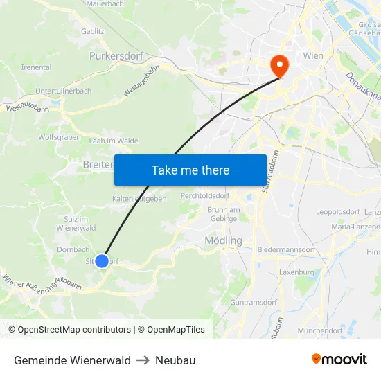 Gemeinde Wienerwald to Neubau map