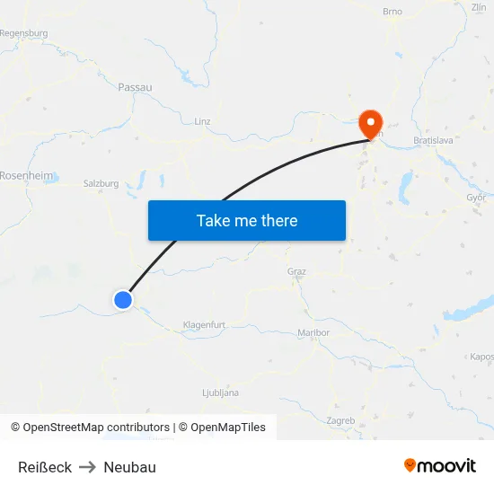 Reißeck to Neubau map