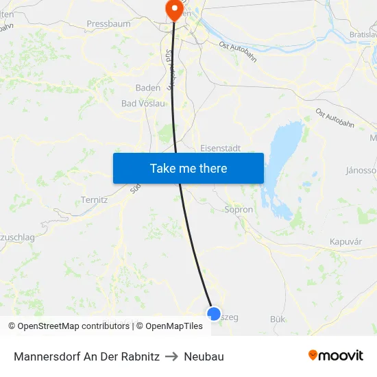 Mannersdorf An Der Rabnitz to Neubau map