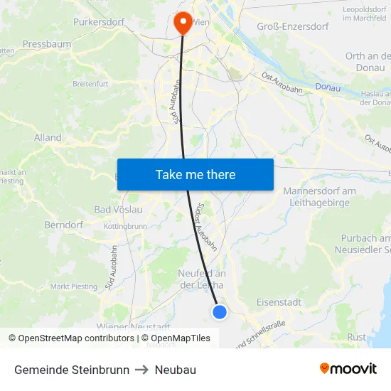 Gemeinde Steinbrunn to Neubau map