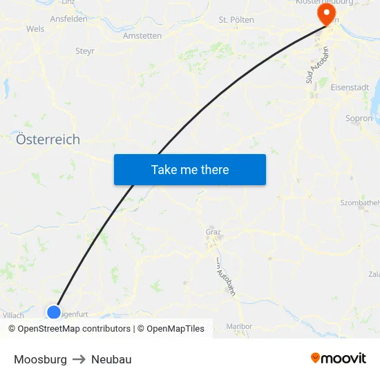 Moosburg to Neubau map