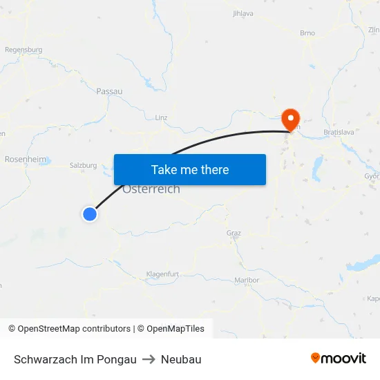 Schwarzach Im Pongau to Neubau map