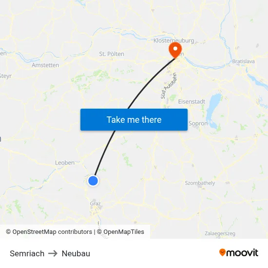 Semriach to Neubau map