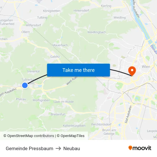 Gemeinde Pressbaum to Neubau map