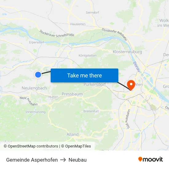 Gemeinde Asperhofen to Neubau map