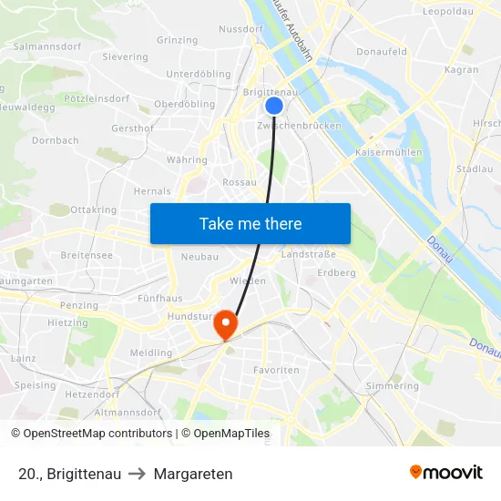 20., Brigittenau to Margareten map
