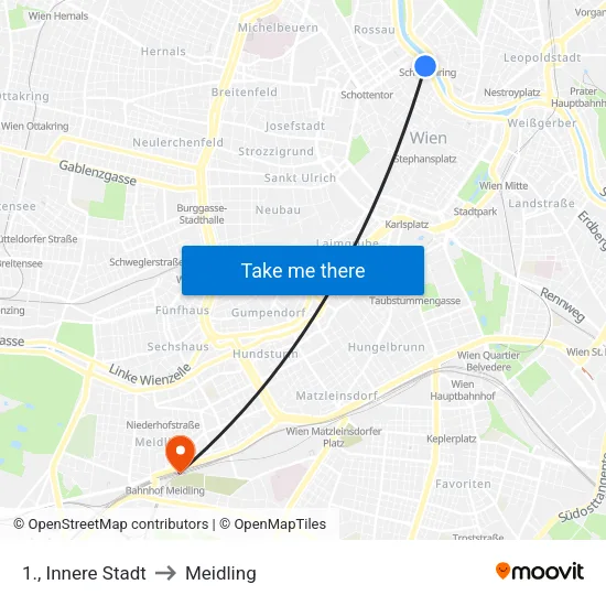 1., Innere Stadt to Meidling map