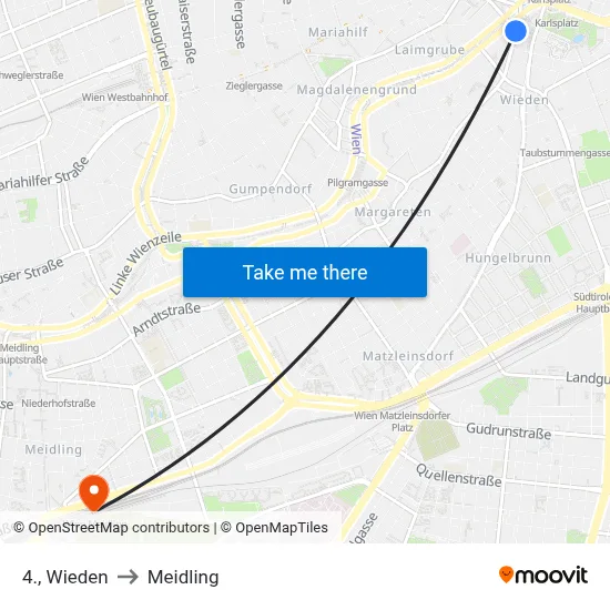 4., Wieden to Meidling map