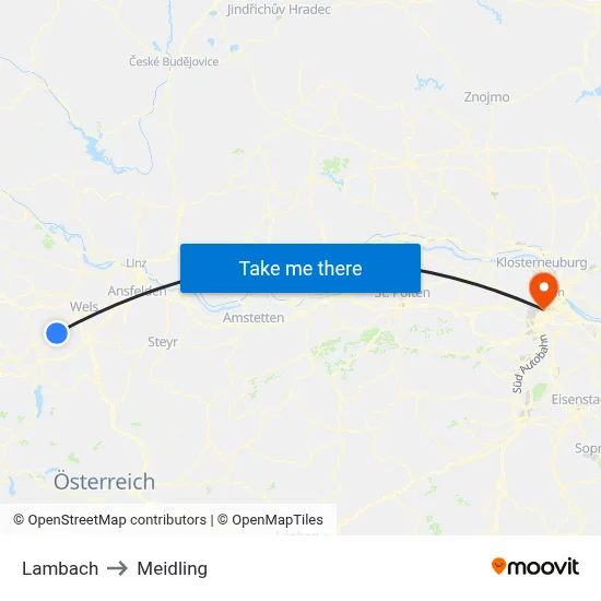 Lambach to Meidling map