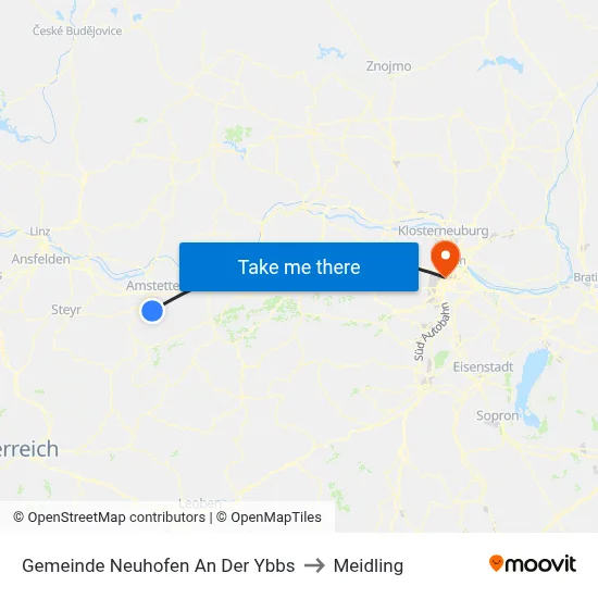 Gemeinde Neuhofen An Der Ybbs to Meidling map