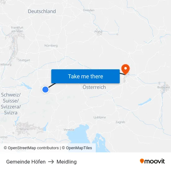 Gemeinde Höfen to Meidling map