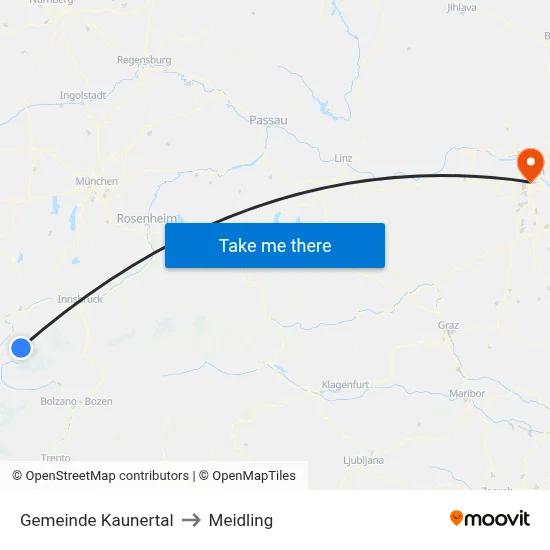 Gemeinde Kaunertal to Meidling map