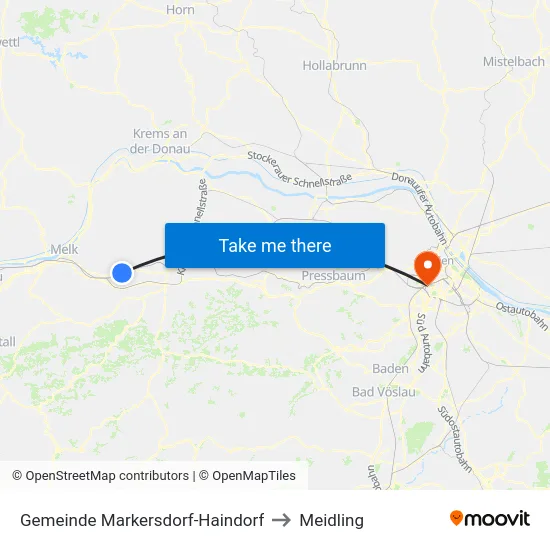 Gemeinde Markersdorf-Haindorf to Meidling map