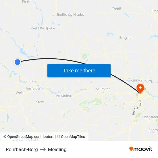 Rohrbach-Berg to Meidling map
