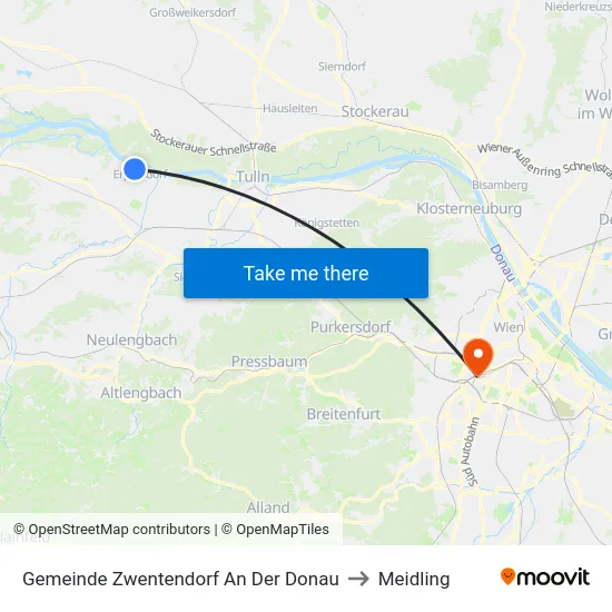Gemeinde Zwentendorf An Der Donau to Meidling map