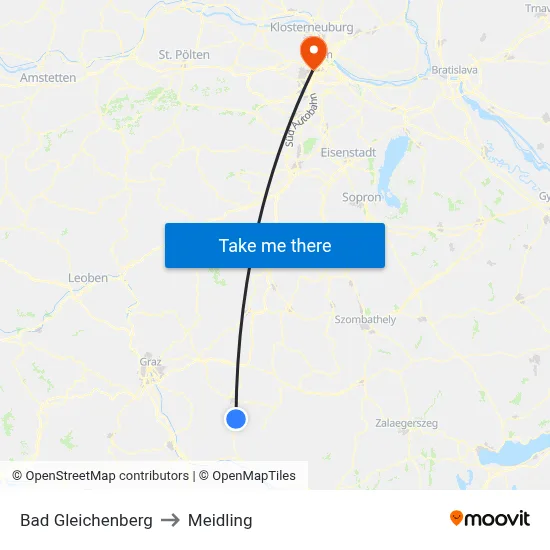 Bad Gleichenberg to Meidling map