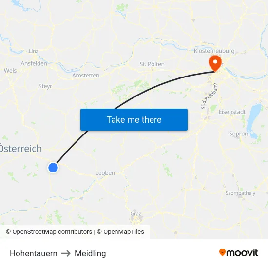 Hohentauern to Meidling map