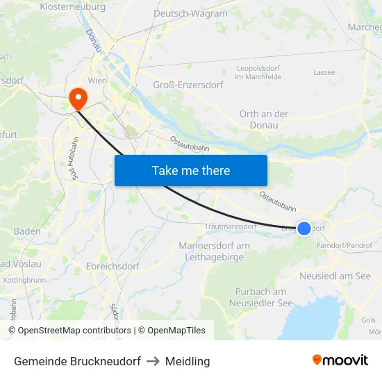 Gemeinde Bruckneudorf to Meidling map