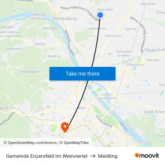 Gemeinde Enzersfeld Im Weinviertel to Meidling map