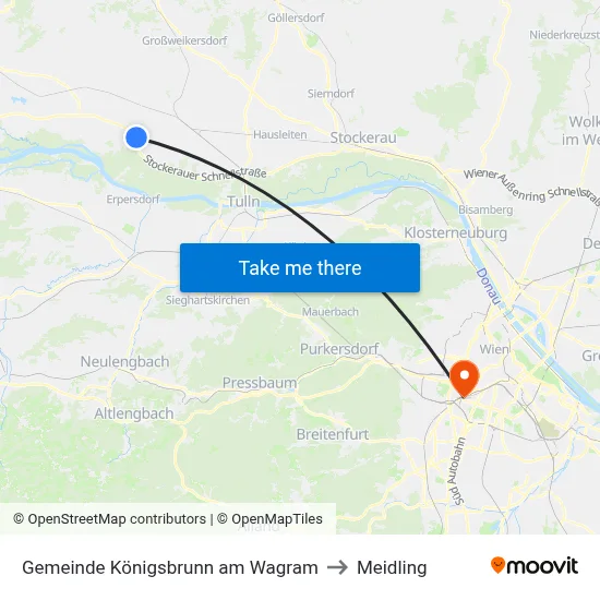 Gemeinde Königsbrunn am Wagram to Meidling map