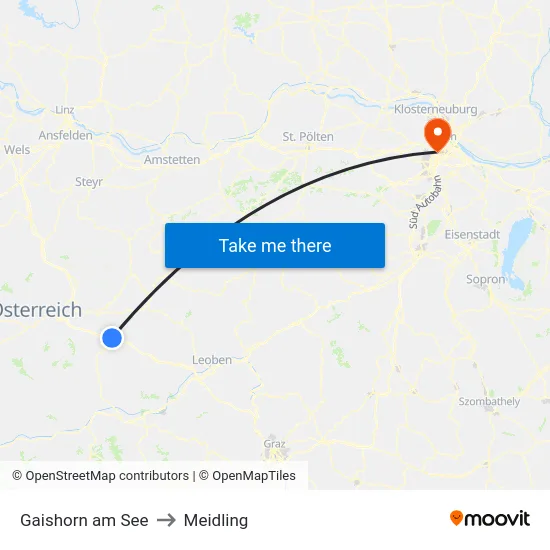 Gaishorn am See to Meidling map