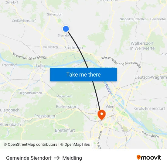 Gemeinde Sierndorf to Meidling map