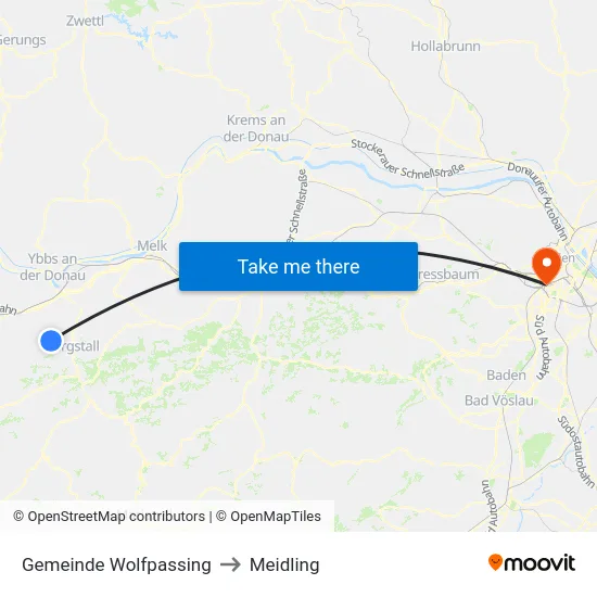 Gemeinde Wolfpassing to Meidling map