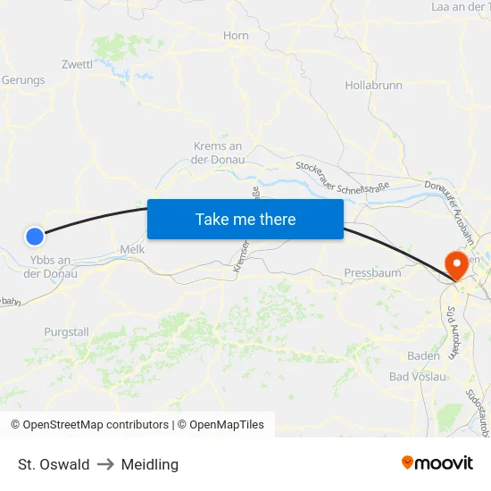 St. Oswald to Meidling map