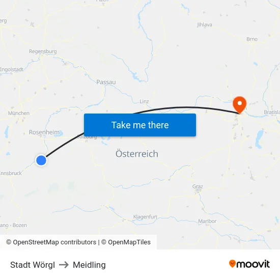 Stadt Wörgl to Meidling map