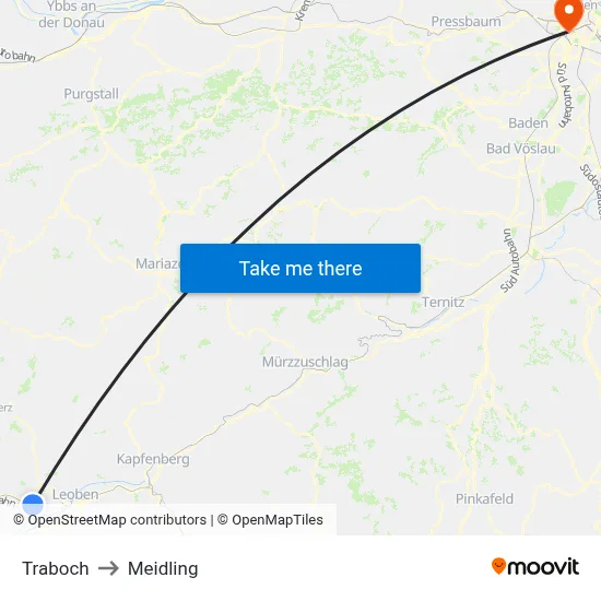 Traboch to Meidling map