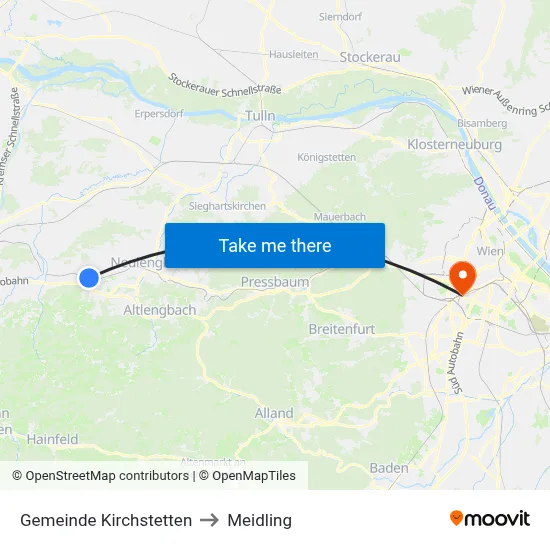 Gemeinde Kirchstetten to Meidling map