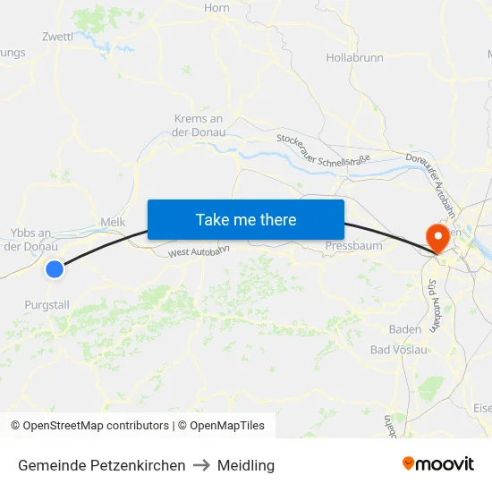 Gemeinde Petzenkirchen to Meidling map