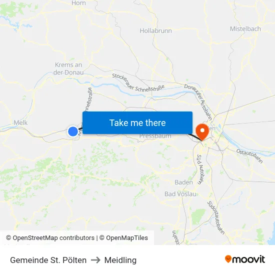 Gemeinde St. Pölten to Meidling map