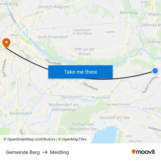 Gemeinde Berg to Meidling map