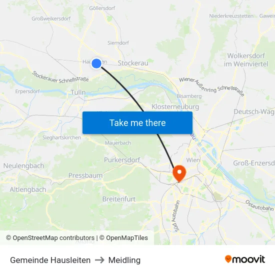 Gemeinde Hausleiten to Meidling map