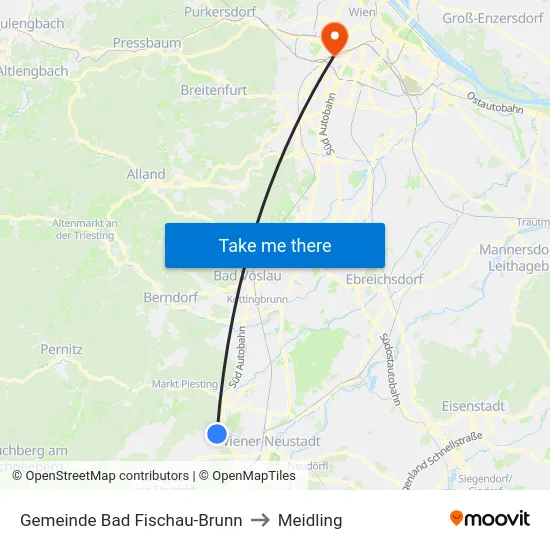 Gemeinde Bad Fischau-Brunn to Meidling map