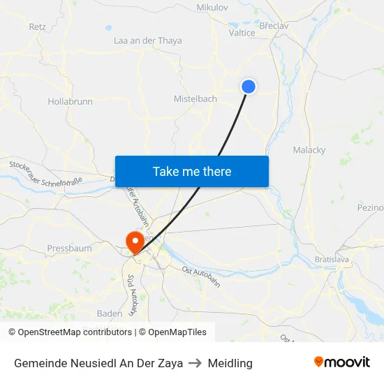 Gemeinde Neusiedl An Der Zaya to Meidling map