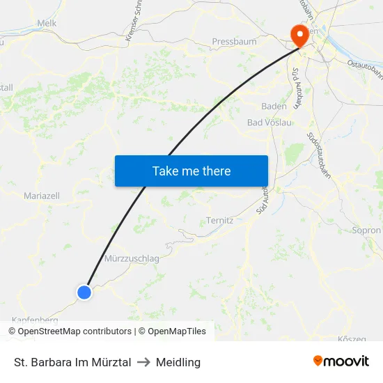 St. Barbara Im Mürztal to Meidling map