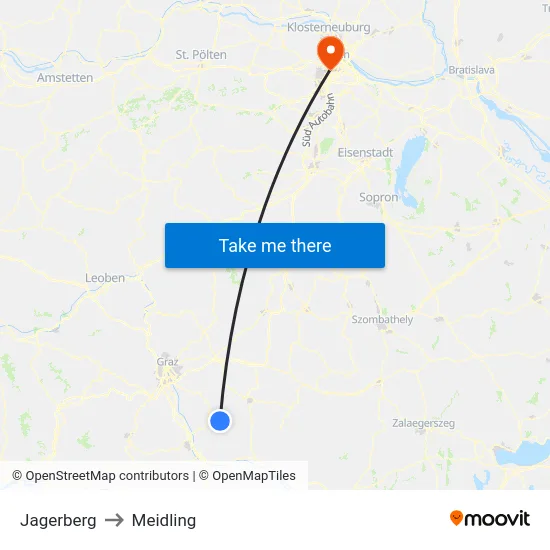 Jagerberg to Meidling map