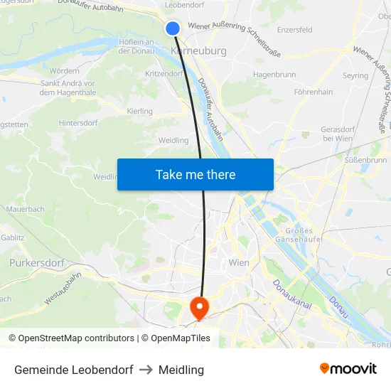 Gemeinde Leobendorf to Meidling map