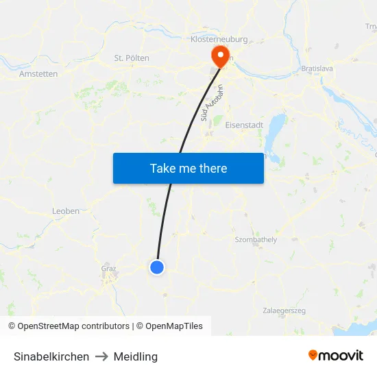 Sinabelkirchen to Meidling map